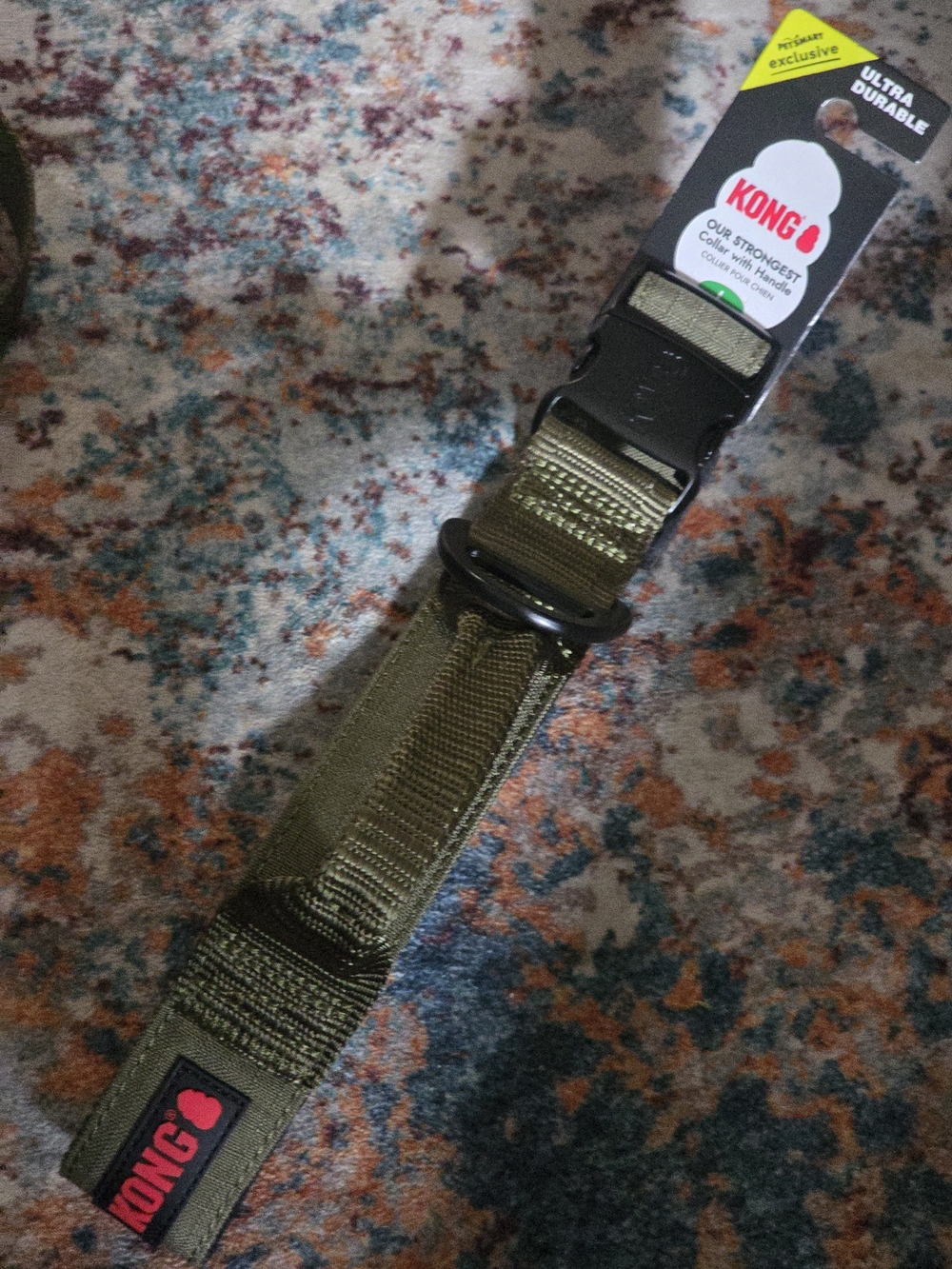 Kong Olive Green Heavy-Duty Nylon Dog Collar with Metal D-Ring Nwt